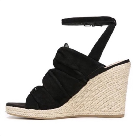 Sam Edelman Awan Black Suede Espadrille Wedge Slingback Sandals Size 8.5 EUC - Picture 2 of 12
